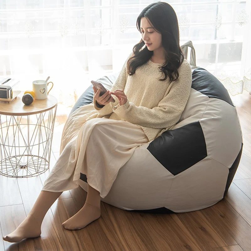 Contemporary Creative Synthetic Fabric EPP EPS Football Portable Washable Bean Bag Lazy Sofa For Living Room And Bedroom