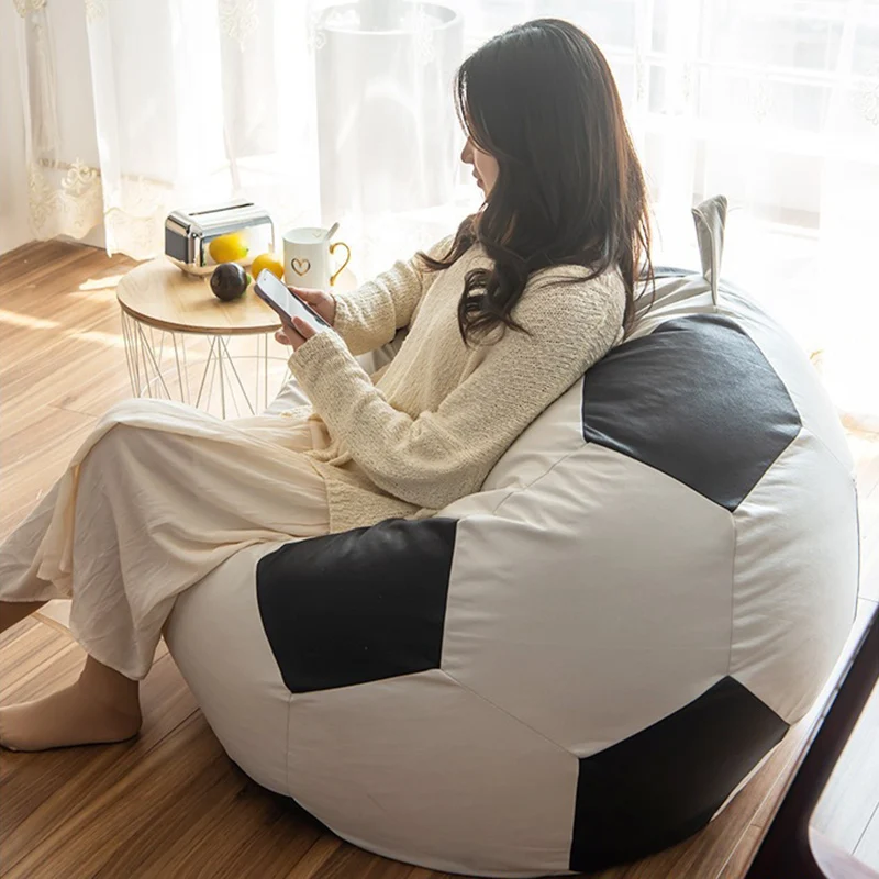 Contemporary Creative Synthetic Fabric EPP EPS Football Portable Washable Bean Bag Lazy Sofa For Living Room And Bedroom