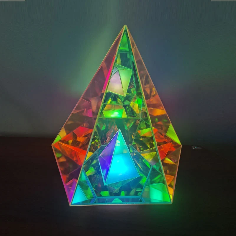 Contemporary Creative Acrylic Multicolor Diamond Cube Pyramid LED Night Light Table Lamp For Bedroom