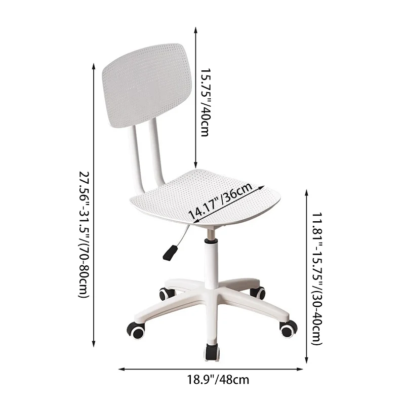 Modern Minimalist Square Breathable PP Nylon Steel Swivel Desk Chair Backrest Armless For Bedroom