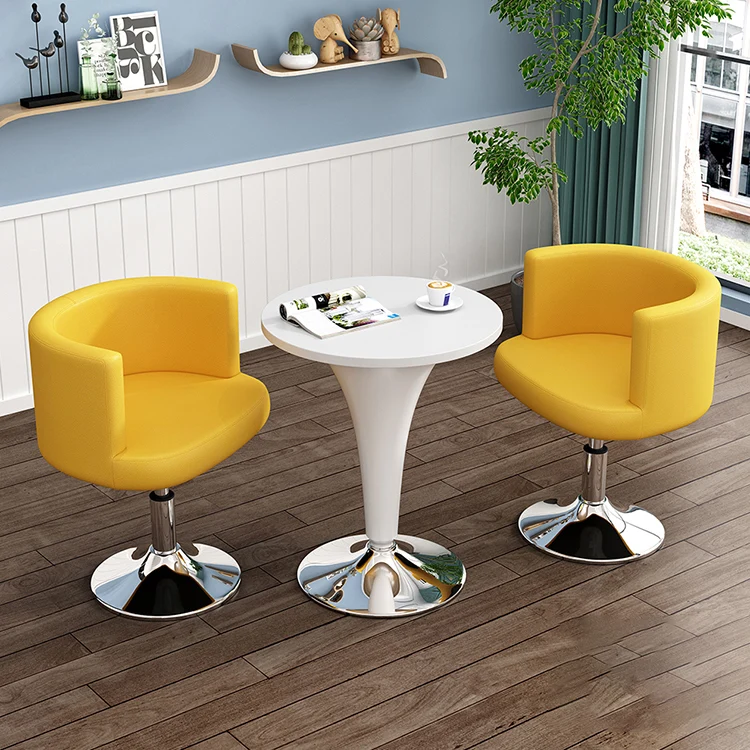 Contemporary Scandinavian Adjustable Height Rotatable Round PU Leather Upholstered Iron Legs Vanity Stool Backrest For Bedroom
