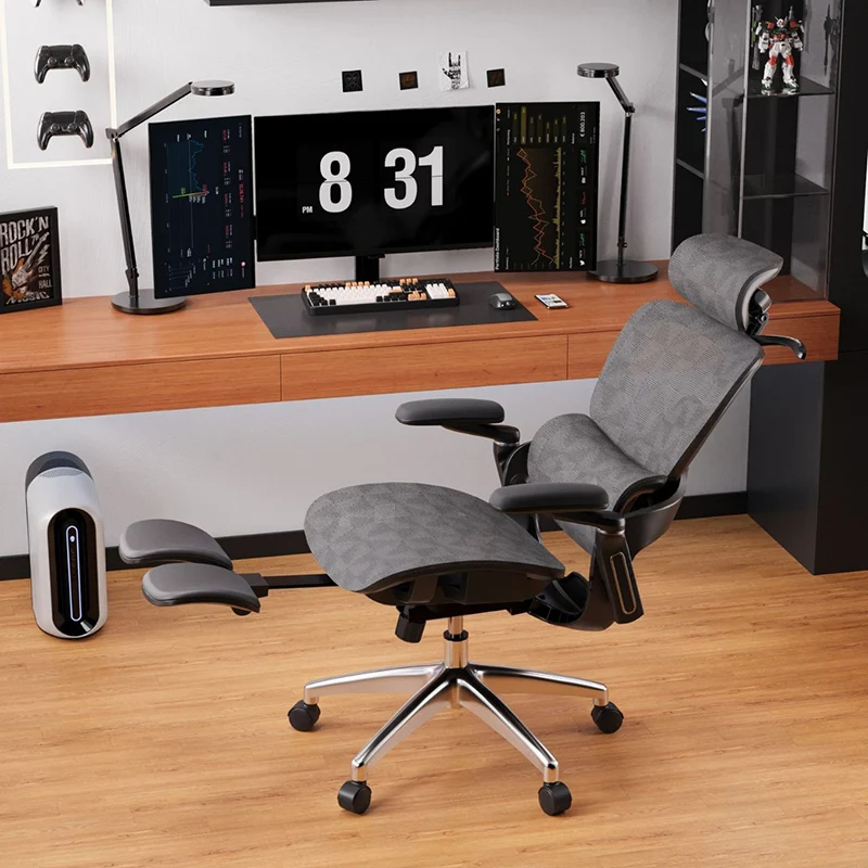 Modern Simplicity Mesh Nylon Steel Square Liftable Desk Chair Headrest Footrest For Home Office