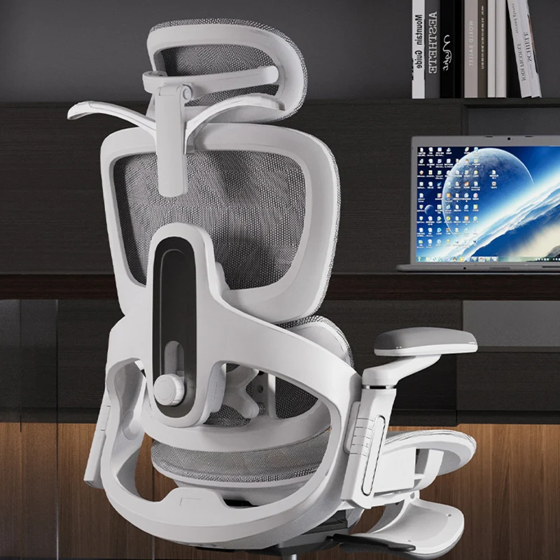 Modern Simplicity Mesh Nylon Steel Square Liftable Desk Chair Headrest Footrest For Home Office