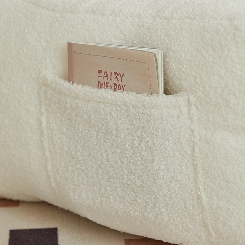 Contemporary Creative Kids Square Cute Ear Sherpa Fabric EPS Sofa Armrest Backrest Storage Pocket For Living Room