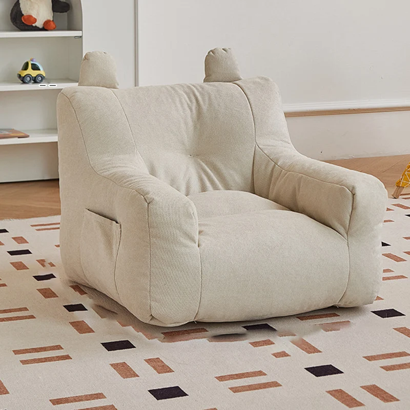 Contemporary Creative Kids Square Cute Ear Sherpa Fabric EPS Sofa Armrest Backrest Storage Pocket For Living Room