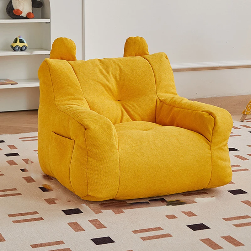 Contemporary Creative Kids Square Cute Ear Sherpa Fabric EPS Sofa Armrest Backrest Storage Pocket For Living Room