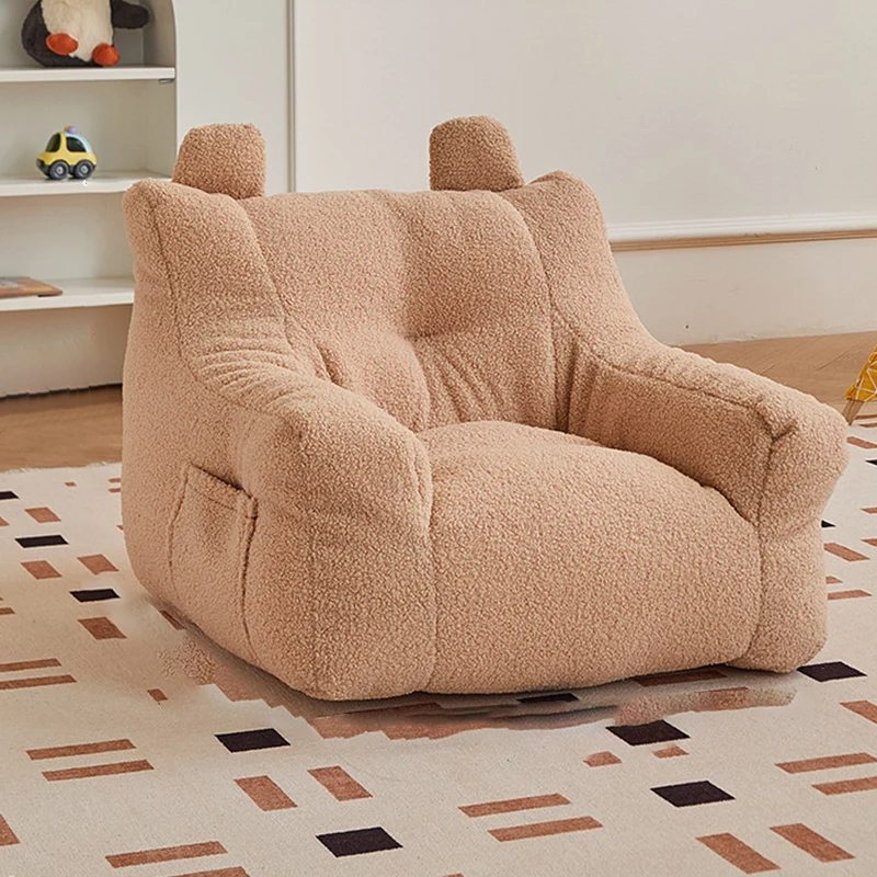 Contemporary Creative Kids Square Cute Ear Sherpa Fabric EPS Sofa Armrest Backrest Storage Pocket For Living Room