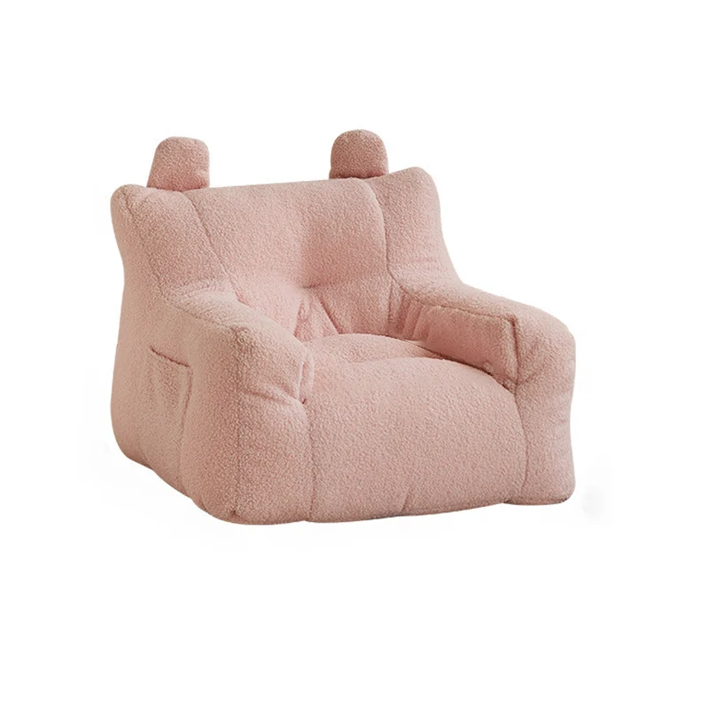 Contemporary Creative Kids Square Cute Ear Sherpa Fabric EPS Sofa Armrest Backrest Storage Pocket For Living Room
