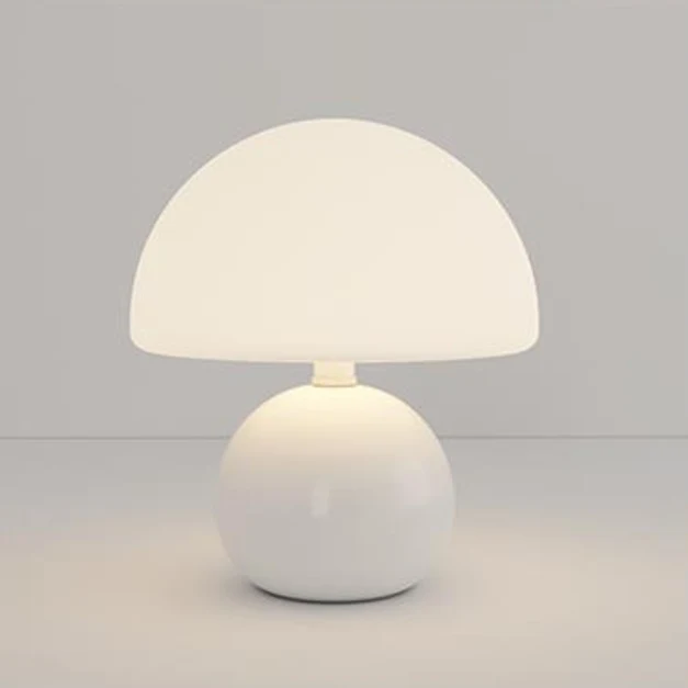 Modern Minimalist Round Cylinder Mushroom Round Ball PE Ceramic LED Table Lamp For Bedroom