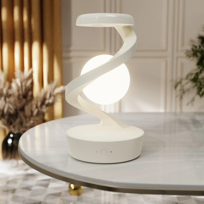 Contemporary Creative Orb ABS Floating Effect Look Rotating LED Table Lamp for Bedroom