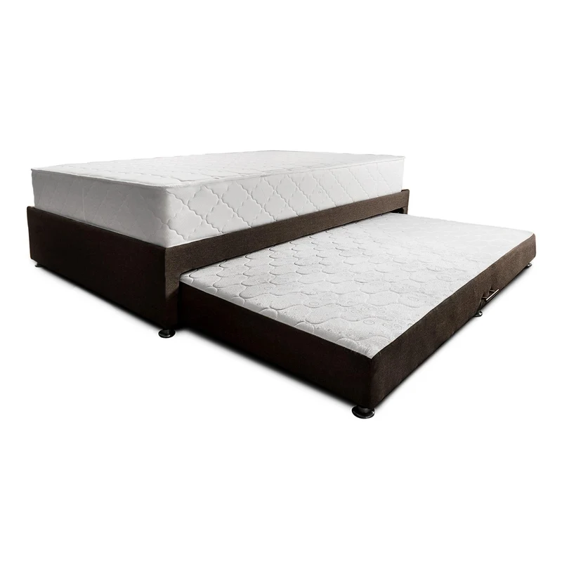 Combo de Cama Nido Tarima Café con Colchón Doble de 140x190 cm y Almohadas
