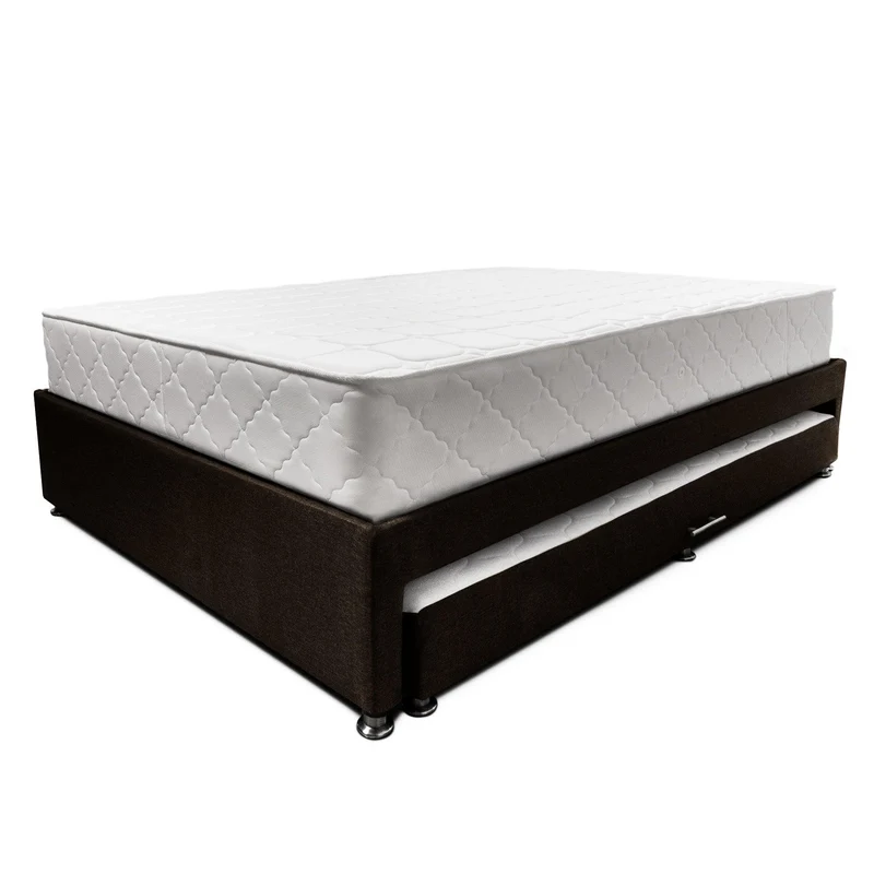 Combo de Cama Nido Tarima Café con Colchón Doble de 140x190 cm y Almohadas