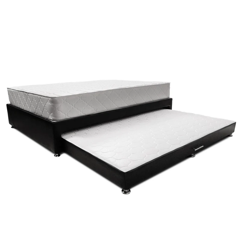 Combo de Cama Nido Tarima Negra con Colchón Sencillo de 100x190 cm y Almohada
