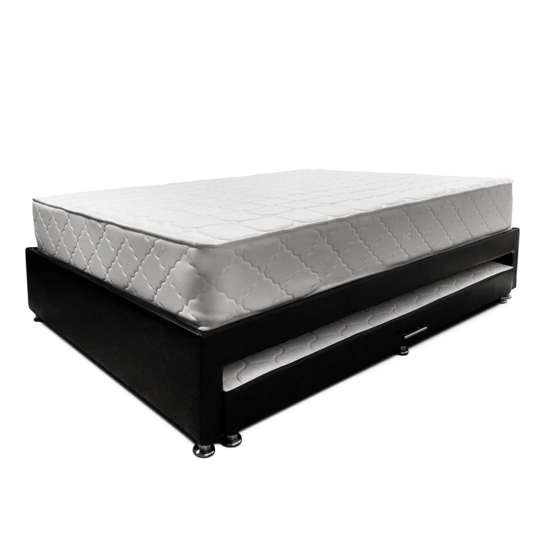 Combo de Cama Nido Tarima Negra con Colchón Sencillo de 100x190 cm y Almohada