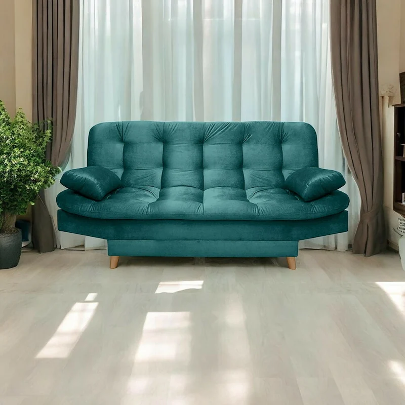 Sofá Cama 3 Posiciones Fendik Tela Turquesa