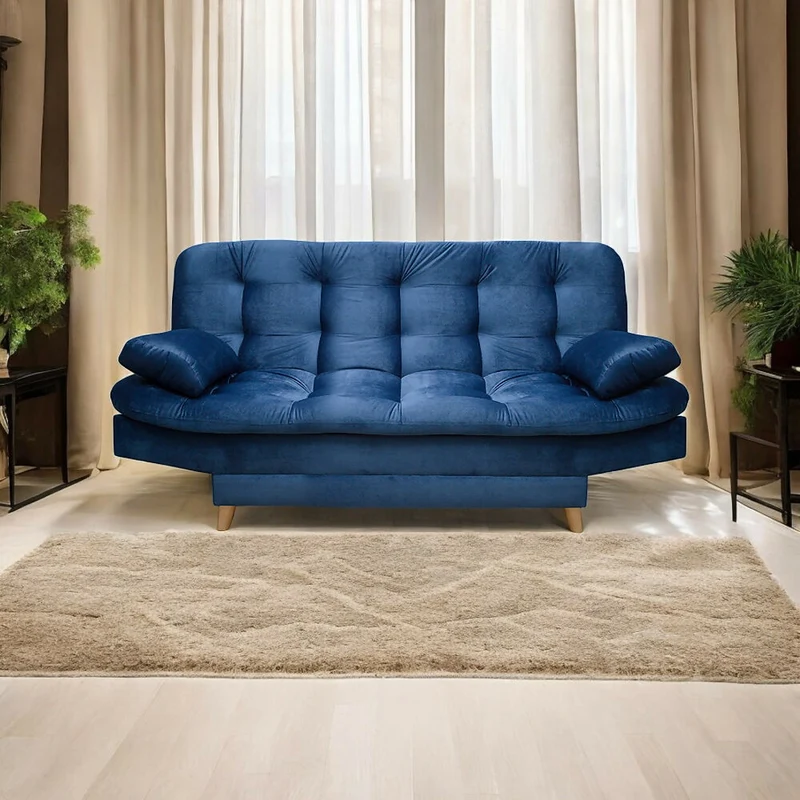 Sofá Cama 3 Posiciones Fendik Tela Azul