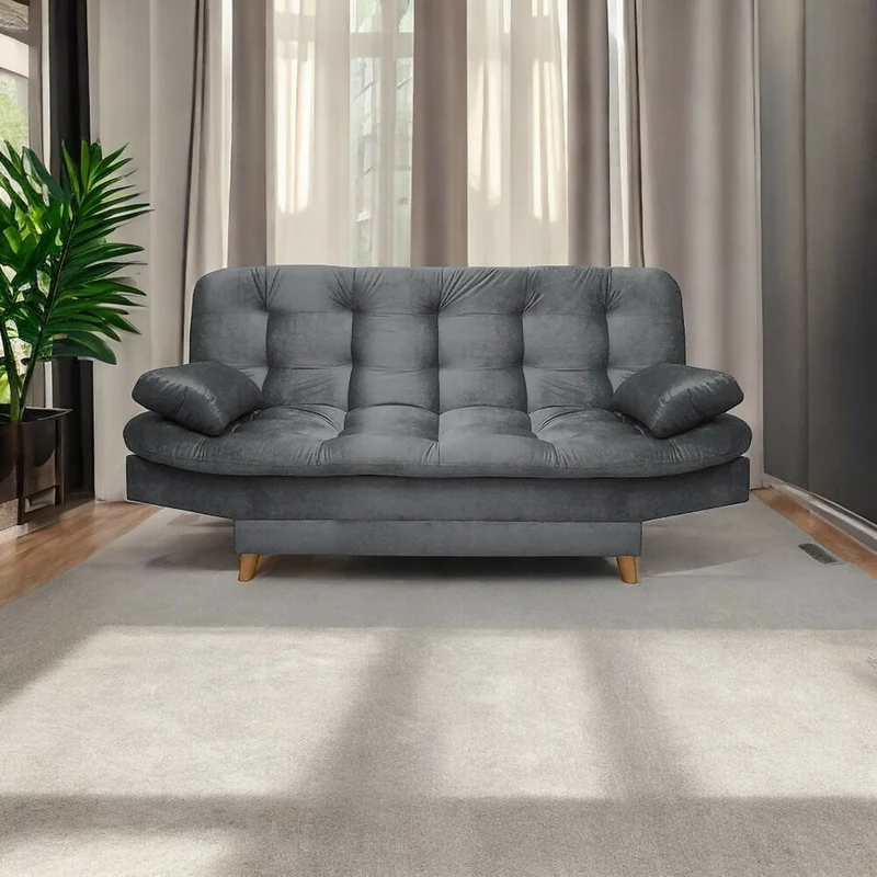 Sofá Cama 3 Posiciones Fendik Tela Gris
