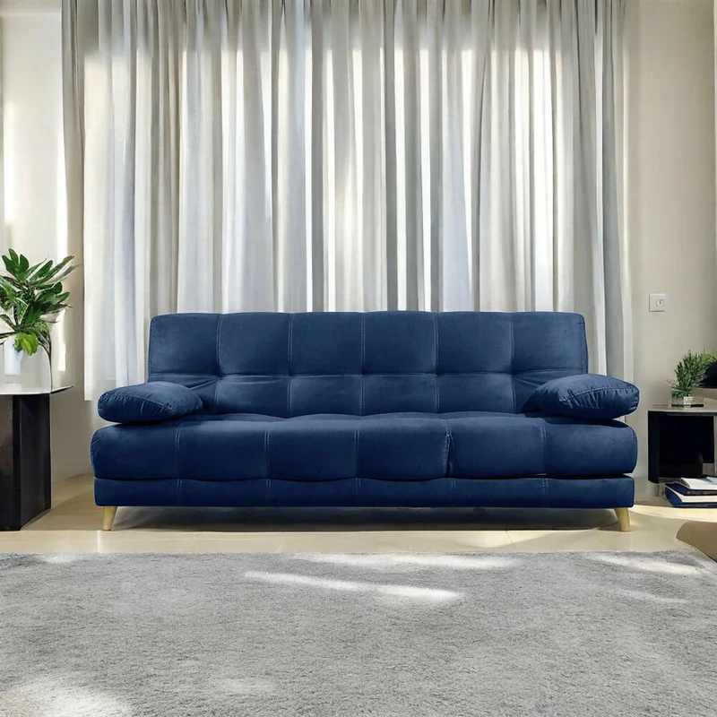 Sofá Cama 5 Posiciones Martins Multifuncional Tela Azul