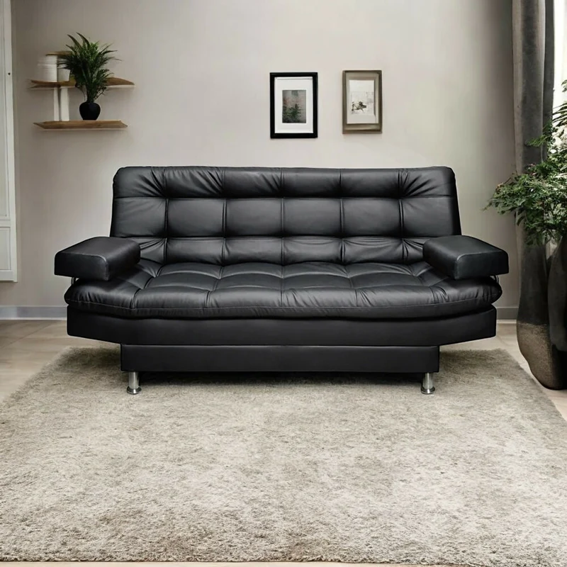 Sofá Cama 3 Posiciones Carvallo Clic Clac Tipo Cuero Negro
