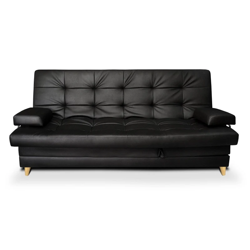 Sofá Cama 5 Posiciones Balmain Multifuncional Tipo Cuero Negro