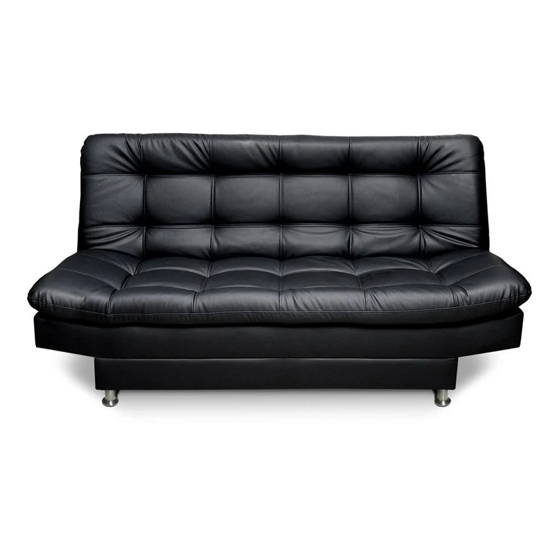 Sofá Cama 3 Posiciones Carvallo Plain Tipo Cuero Negro