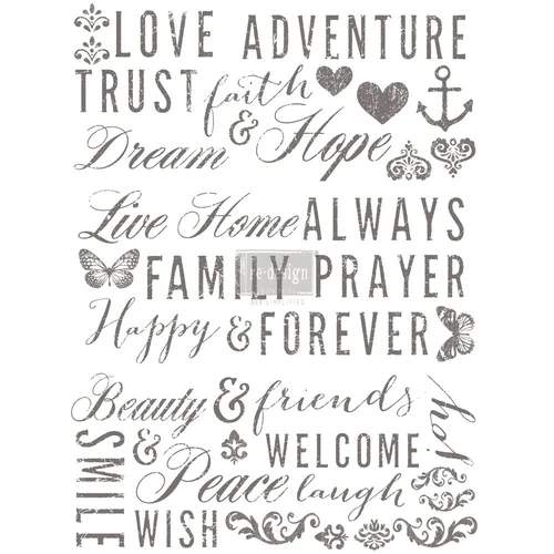 Transfer RE DESIGN WITH PRIMA - WORDS TO LIVE BY