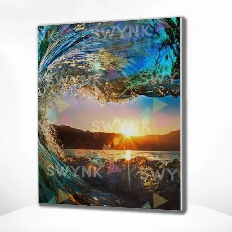 Painting by numbers Waves with Sun