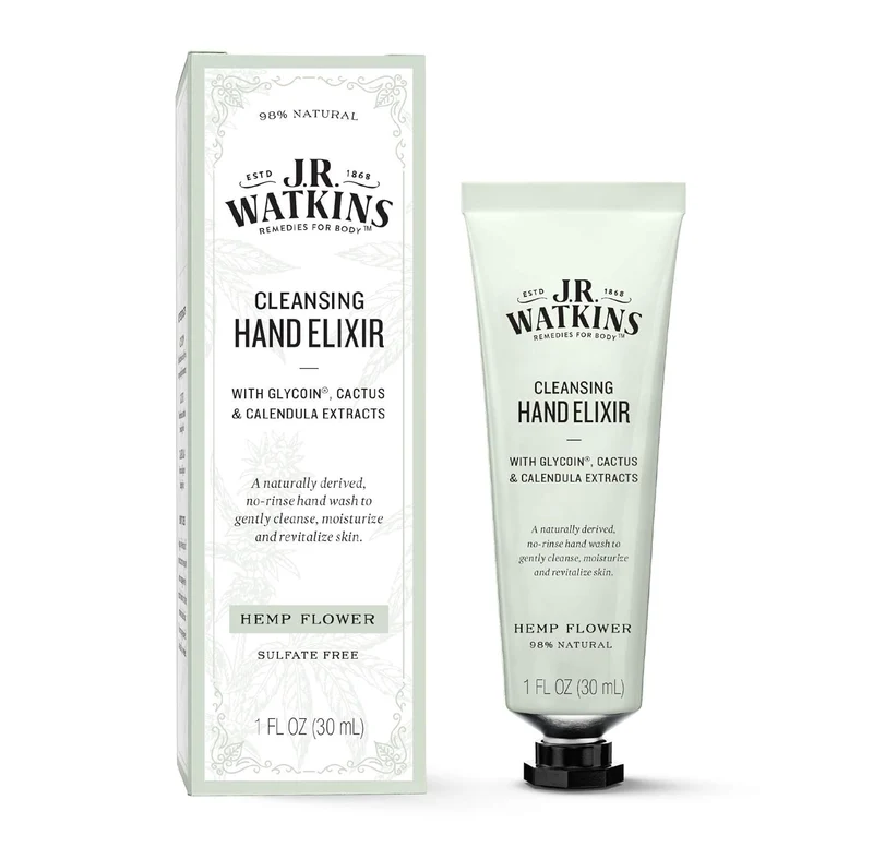 WHOLESALE J.R. WATKINS CLEANSING HAND ELIXIR 1 OZ - HEMP FLOWER - 48 PIECE LOT