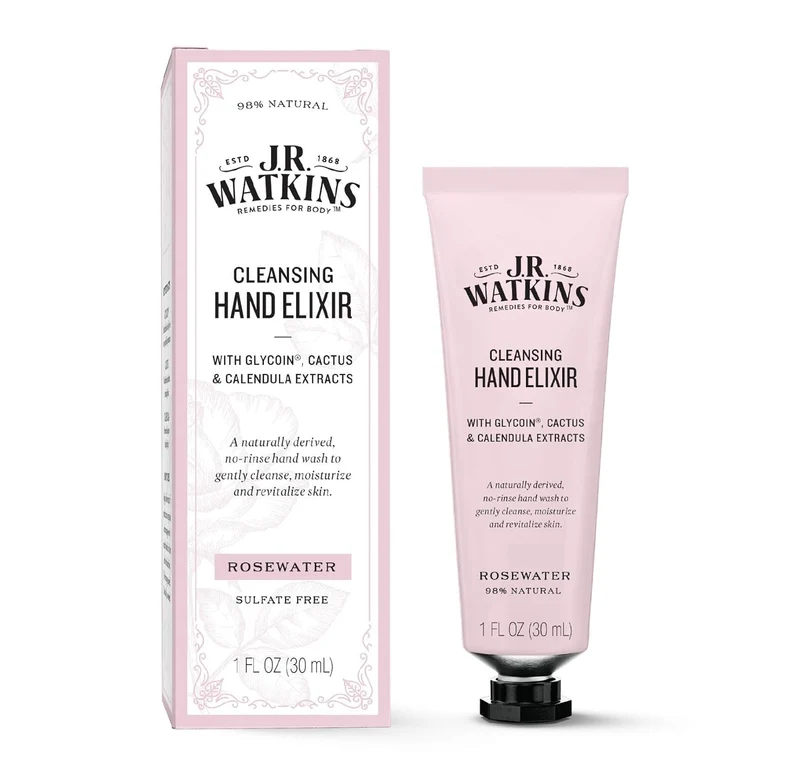 WHOLESALE J.R. WATKINS CLEANSING HAND ELIXIR 1 OZ - ROSEWATER - 48 PIECE LOT