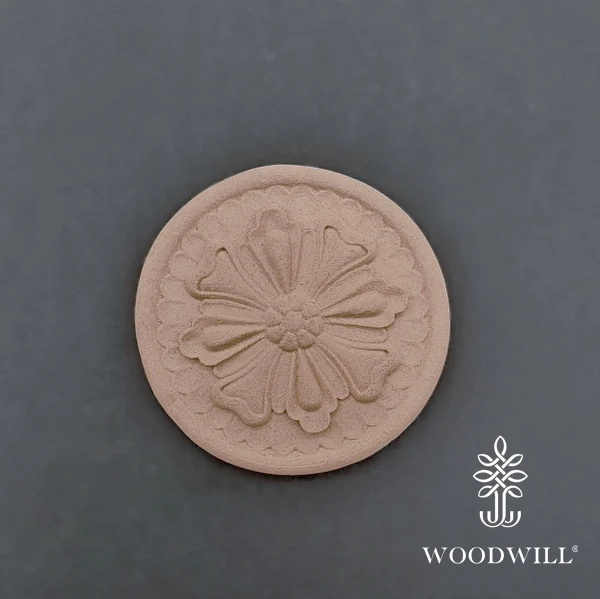 Wood Carving Decorative Rosette Flower 7.5cm x 7.5cm