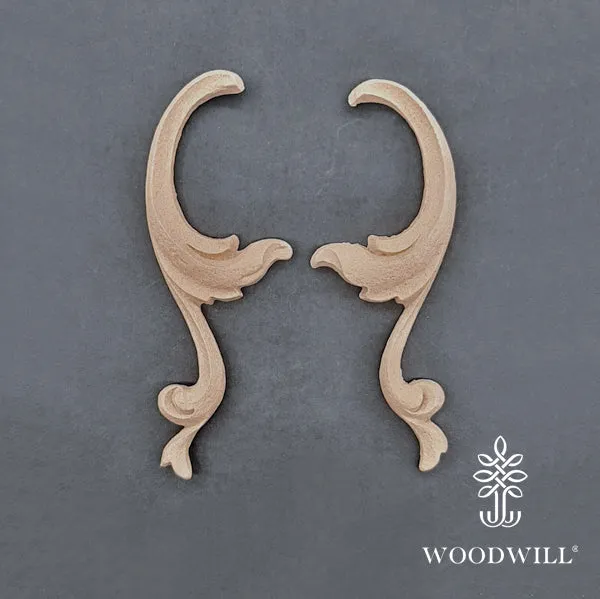 Wood Carving Decorative Set of 2 pieces 11cm. x 4cm