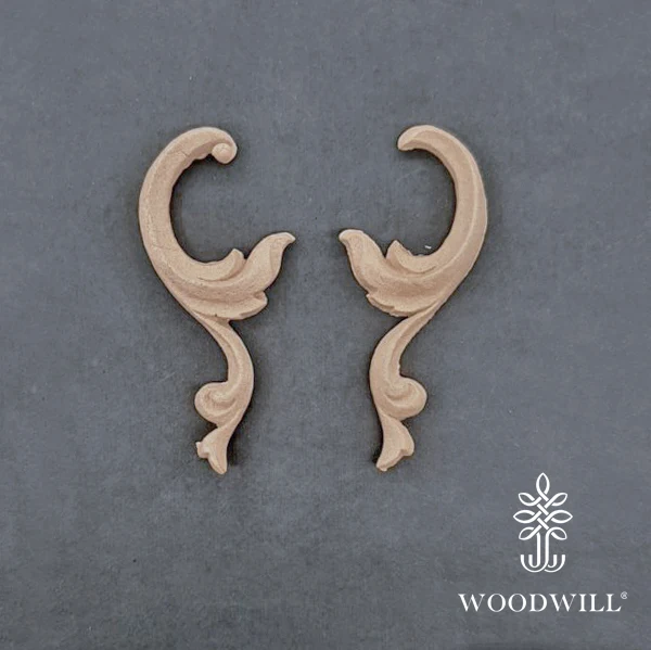 Wood Carving Decorative Set of 2 pieces 7.5cm x 3 cm