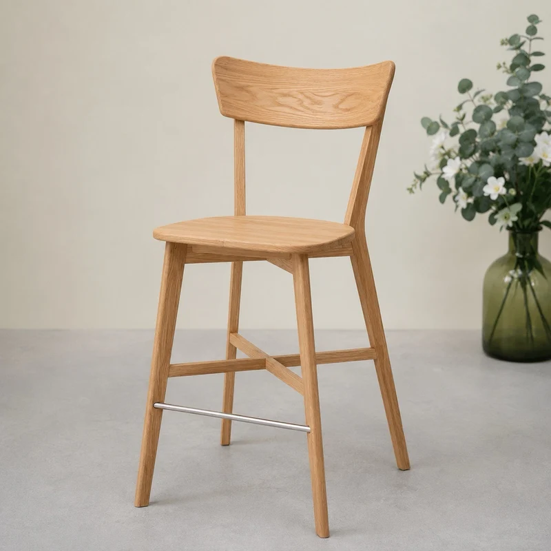 Diana Bar Stool with Solid Oak Backrest | NordicStory