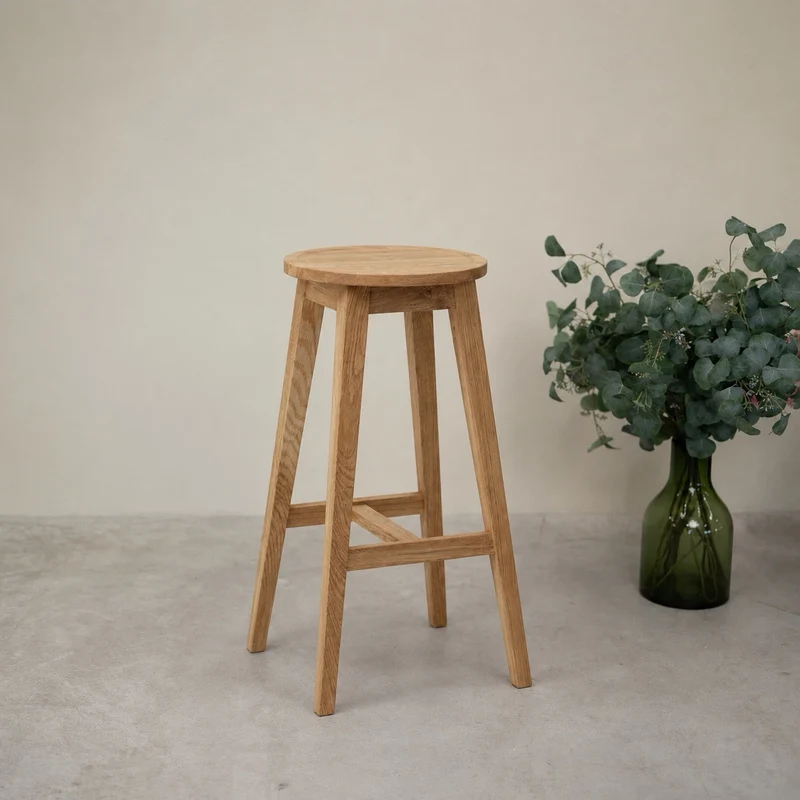Set of 2 Diana Solid Oak Bar Stools | NordicStory