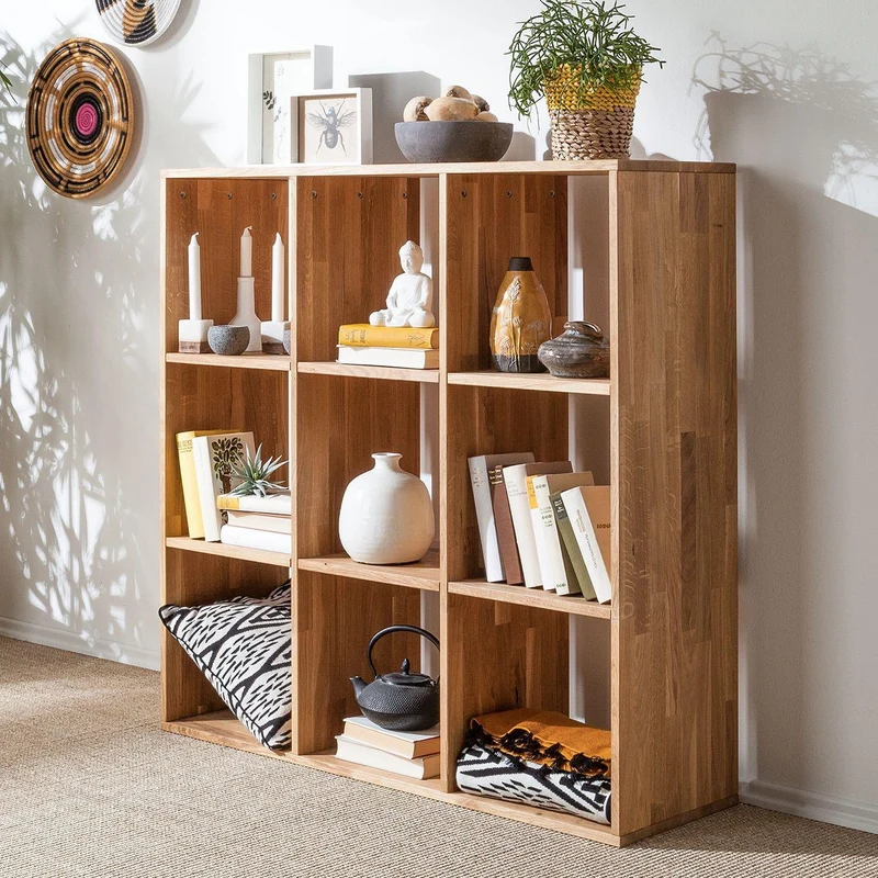 Regal 3x3 solid oak bookcase | NordicStory