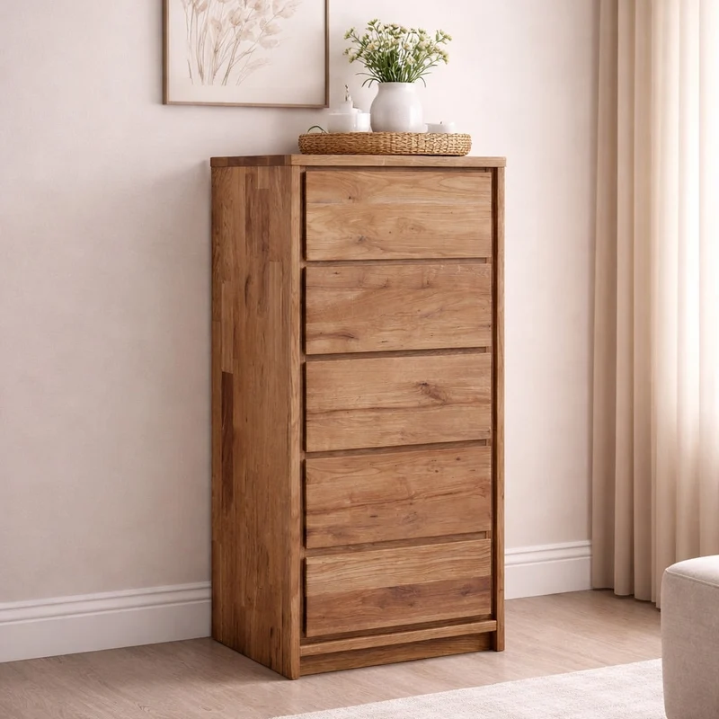 Tall chest of drawers made of solid Oregon oak | NordicStory