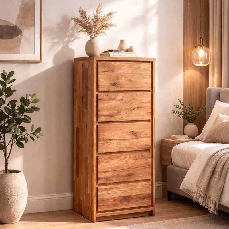 Tall chest of drawers made of solid Oregon oak | NordicStory