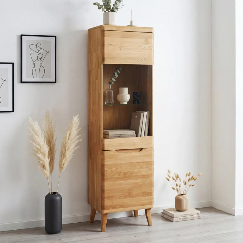 Milan 1 Solid Oak Display Cabinet | NordicStory