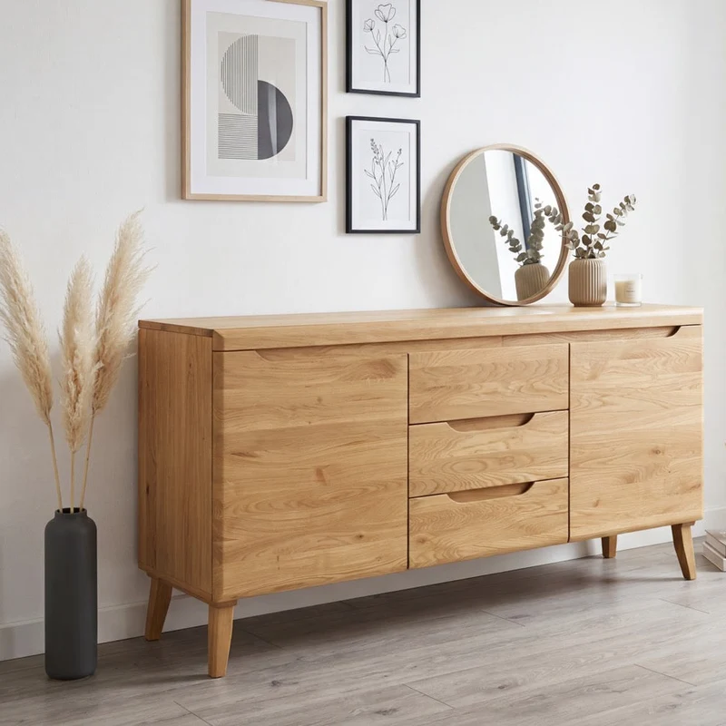 Milan 3 Solid Oak Sideboard | NordicStory