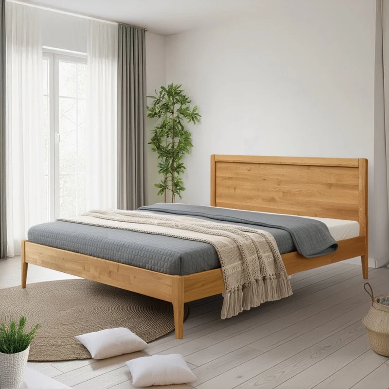 Milan Solid Oak Bed | NordicStory