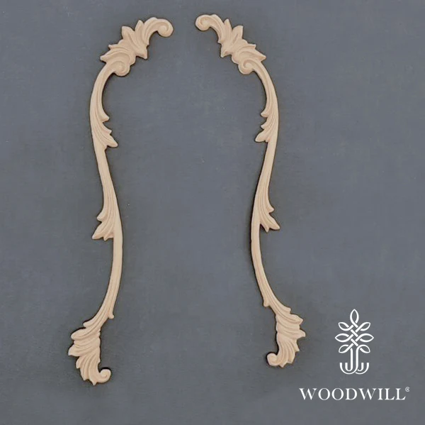 Wood Carved Decorative Set of 2 Pieces 37.5 cm. X 5 cm