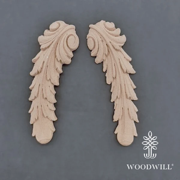 Set 2 Pieces - Wood Carving Decorative 11 Cm. x 3.5 Cm