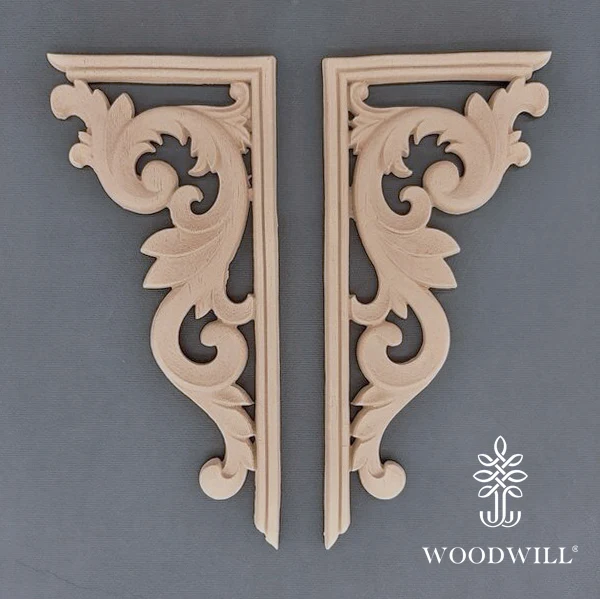 Wood Carving Decorative Corners set of 2 pieces 19cm x 9cm