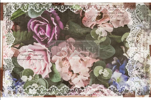 Papel Decoupage Re Design With Prima - TISSUE PAPER DARK LACER FLORAL