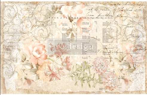 Papel Decoupage Re Design With Prima - TISSUE PAPER FLORAL PARCHEMENT