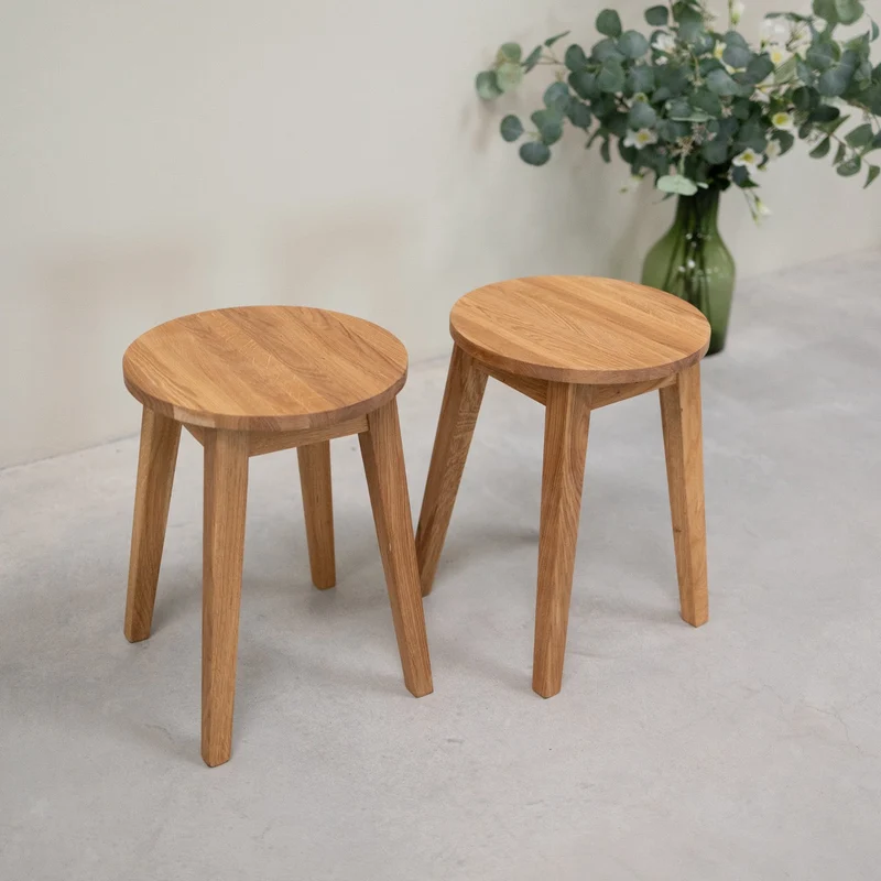 Pack of 2 or 4 Solid Oak Wood Dining Stools Diana | NordicStory