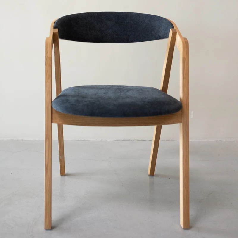 Set of 2 or 4 Knut Solid Oak Dining Chairs, Beige/Anthracite Gray Upholstery | NordicStory