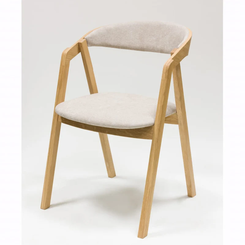 Set of 2 or 4 Knut Solid Oak Dining Chairs, Beige/Anthracite Gray Upholstery | NordicStory