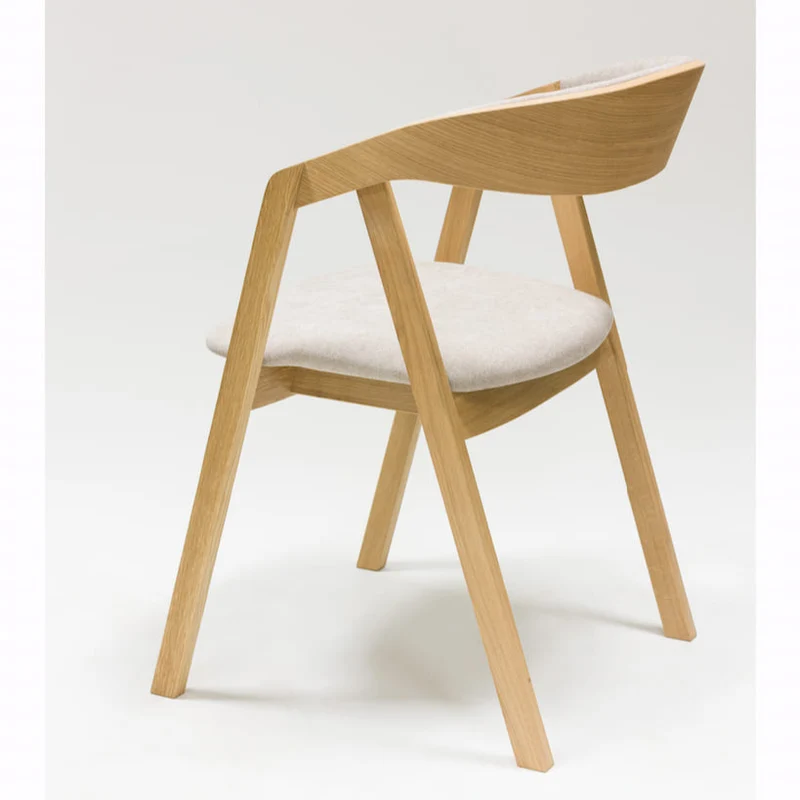 Set of 2 or 4 Knut Solid Oak Dining Chairs, Beige/Anthracite Gray Upholstery | NordicStory