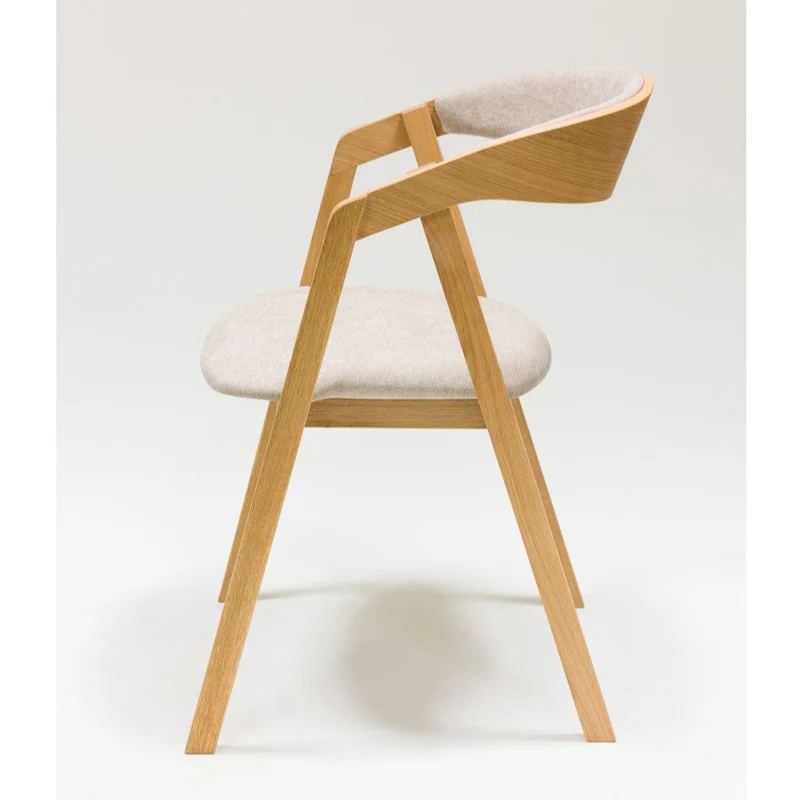 Set of 2 or 4 Knut Solid Oak Dining Chairs, Beige/Anthracite Gray Upholstery | NordicStory